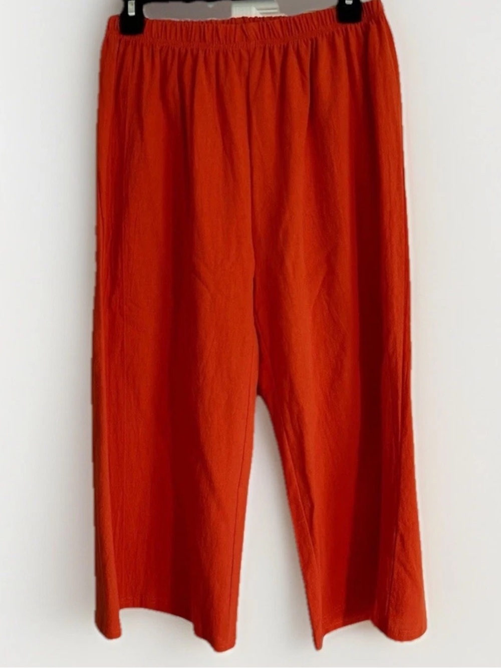 Vibrant Orange Wide Leg Solid Elastic Waist Pants Trousers Cotton Pull On Size L